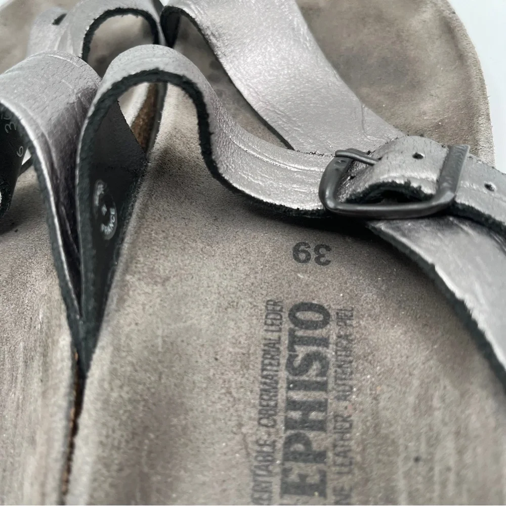 Mephisto Women's Helen Silver Metallic Thong Sandals Size 39 US 8.5 - Picture 7 of 9
